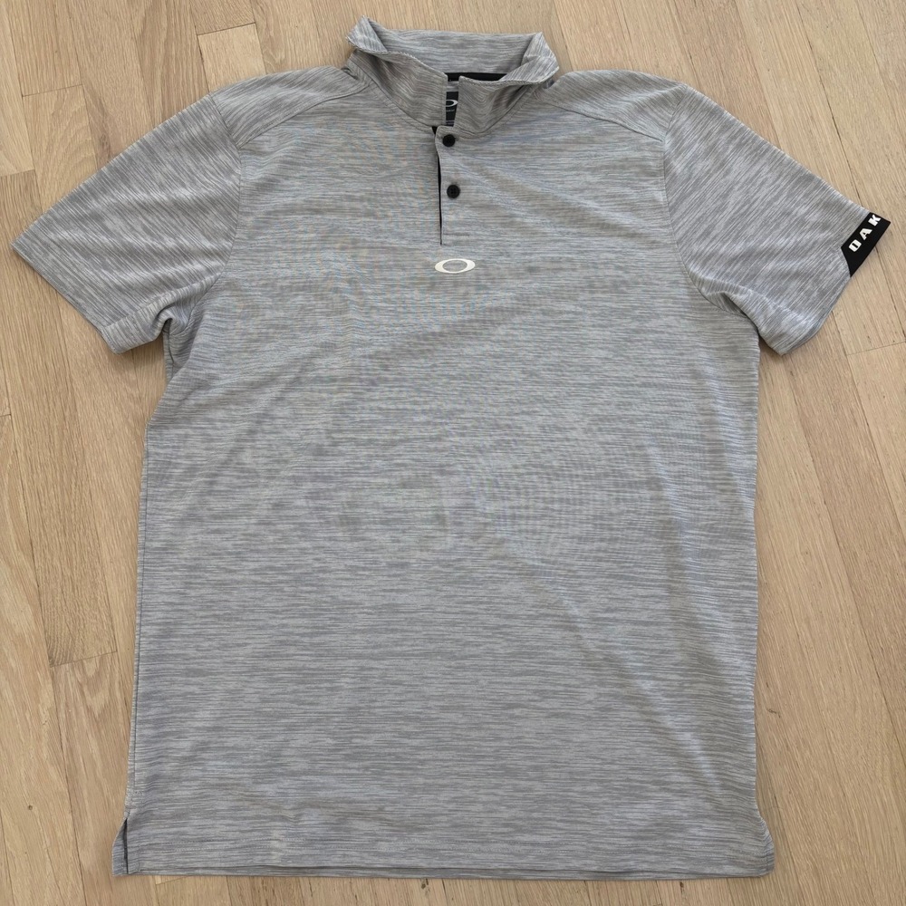 Oakley Polo Shirt Mens Large Grey Heathered Regular Fit Excellent Golf Top
